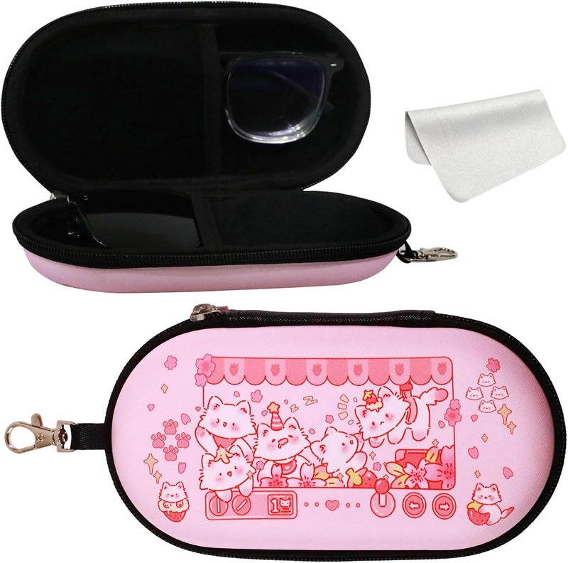 FlyingMage Store Double Eyeglasses Case, Hard Shell Dual Sunglasses Organizer with Zipper Clip Travel Glasses Storage for Women Men - Image 1